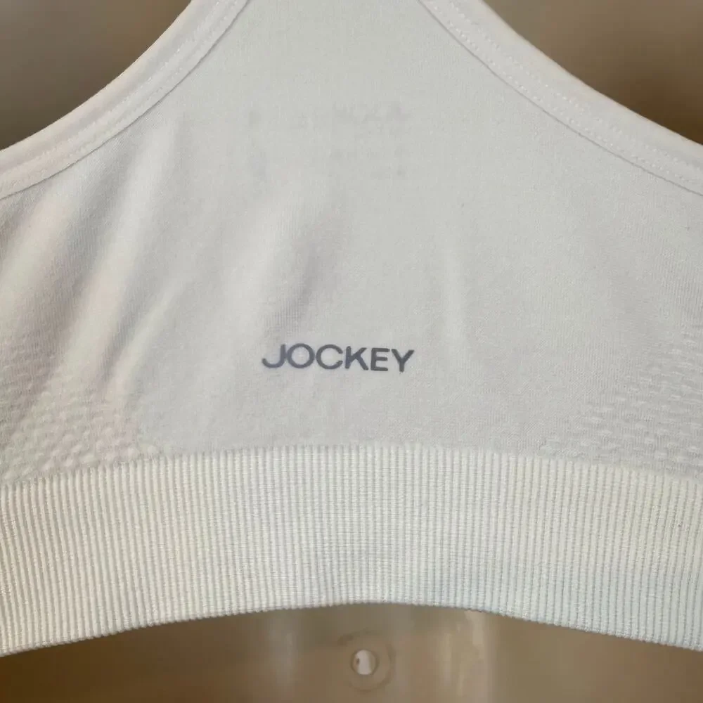 Women's White Jockey Racerback Sports Bra Molded Cup Adjustable Straps Medium - Picture 14 of 16